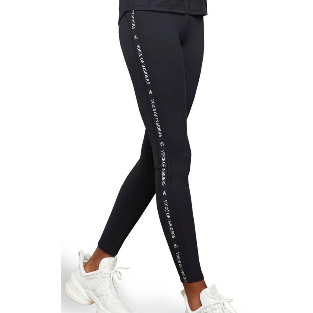 Women’s Medium Reflective Track Legging in Black Workout Yoga Voice of Insiders